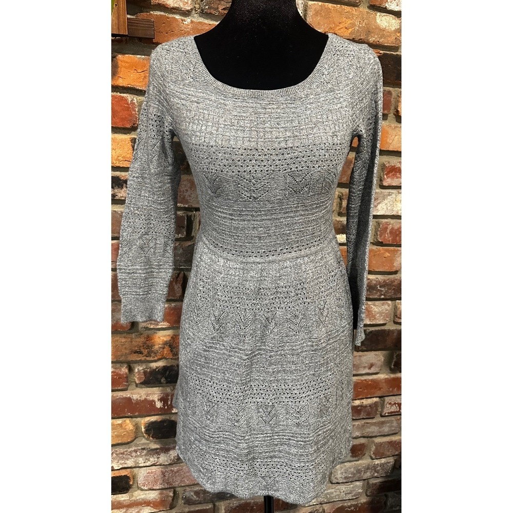 American Eagle Outfitters Gray Knit Fair Isle Sweater Dress‎ XS